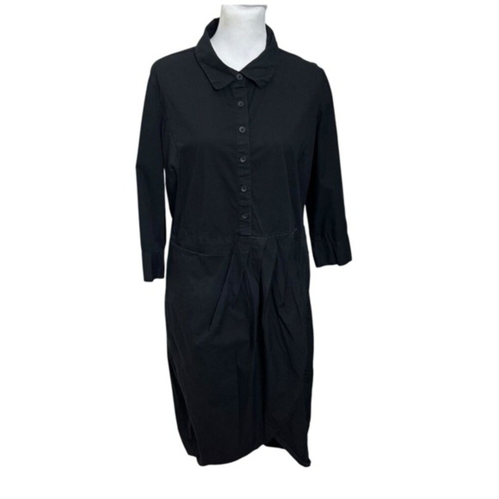 Universal Standard Shirt Dress Black Midi 3/4 Sleeve Women's‎ Size 14-16 - Picture 2 of 10
